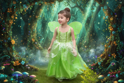 Enchanted Fairy Dress - Sorceress Sanctuary Dress + Wings / 18M(90CM)-Dress + Wings / 2-3Y(100CM)-Dress + Wings / 4-5Y(110CM)-Dress + Wings / 6-7Y(120CM)-Dress + Wings / 8-9Y(130CM)
