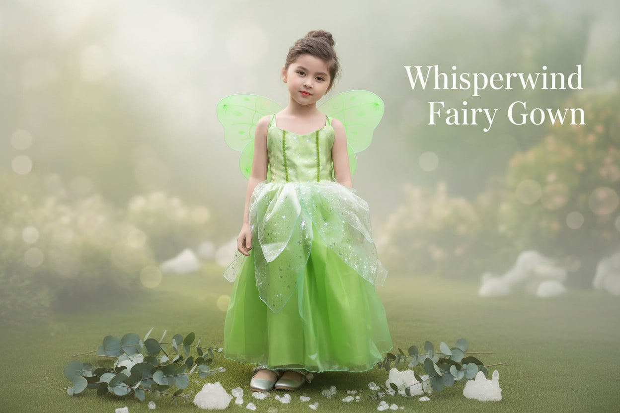 Enchanted Fairy Dress - Sorceress Sanctuary Dress + Wings / 18M(90CM)-Dress + Wings / 2-3Y(100CM)-Dress + Wings / 4-5Y(110CM)-Dress + Wings / 6-7Y(120CM)-Dress + Wings / 8-9Y(130CM)