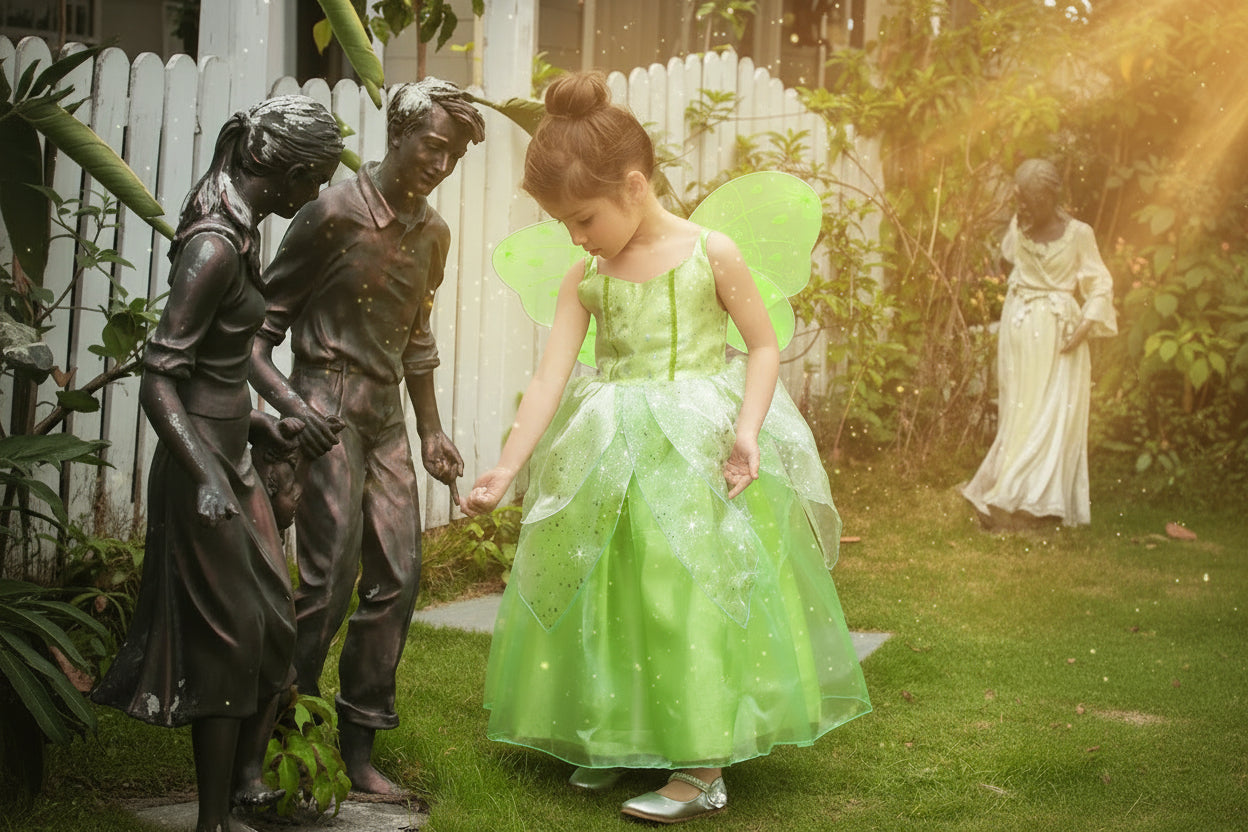 Enchanted Fairy Dress - Sorceress Sanctuary Dress + Wings / 18M(90CM)-Dress + Wings / 2-3Y(100CM)-Dress + Wings / 4-5Y(110CM)-Dress + Wings / 6-7Y(120CM)-Dress + Wings / 8-9Y(130CM)