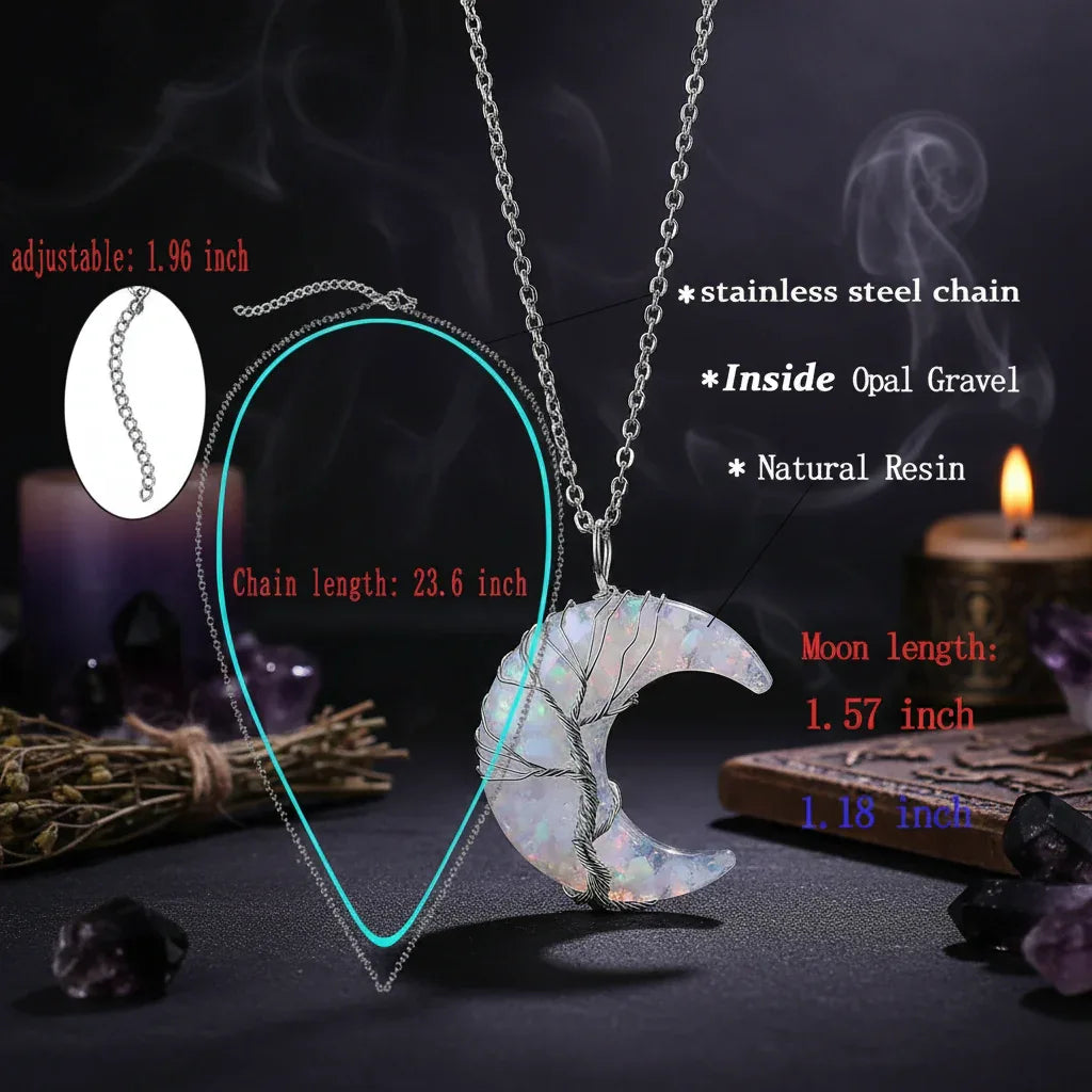 Enchanted Moon Pendant - Sorceress Sanctuary Black Obsidian  BC-Rose Quartz  BC-Amethyst-Tiger eye BC-Green Aventurine