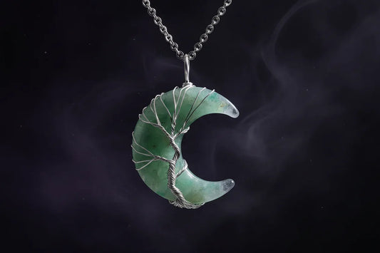 Enchanted Moon Pendant - Sorceress Sanctuary Black Obsidian  BC-Rose Quartz  BC-Amethyst-Tiger eye BC-Green Aventurine