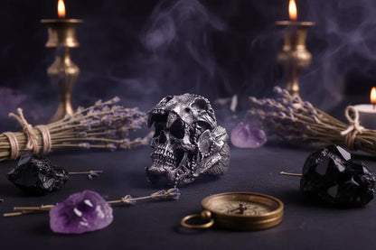 Enchanted Skull Ring - Sorceress Sanctuary silvery / Number 7-silvery / Number 8-silvery / Number 9-silvery / Number 10-silvery / Number 11