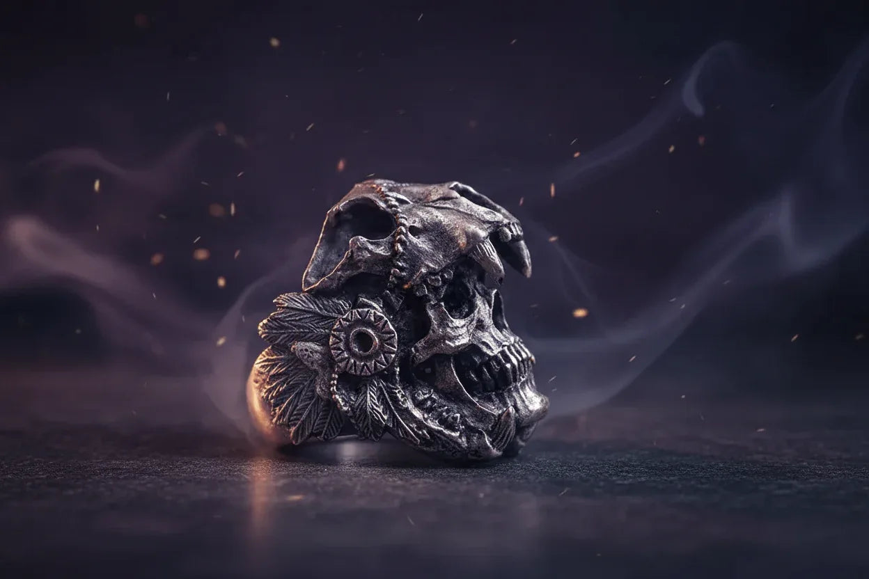 Enchanted Skull Ring - Sorceress Sanctuary silvery / Number 7-silvery / Number 8-silvery / Number 9-silvery / Number 10-silvery / Number 11