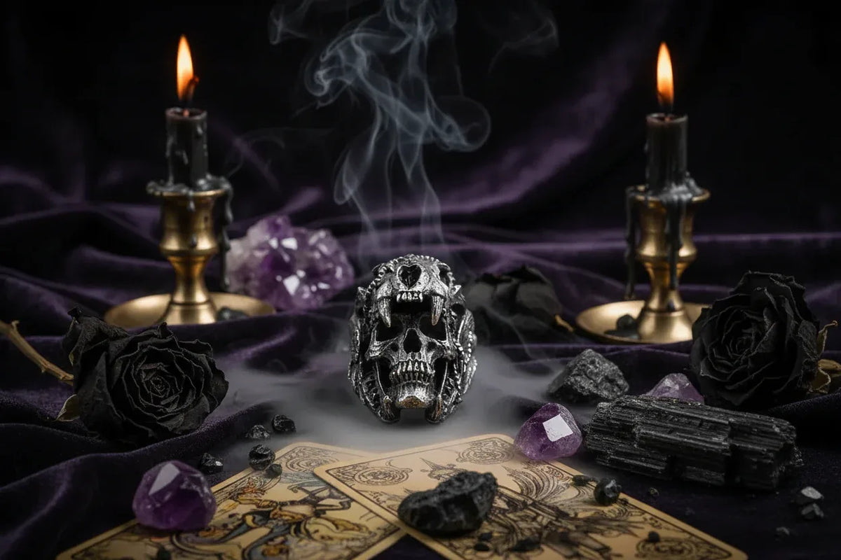 Enchanted Skull Ring - Sorceress Sanctuary silvery / Number 7-silvery / Number 8-silvery / Number 9-silvery / Number 10-silvery / Number 11