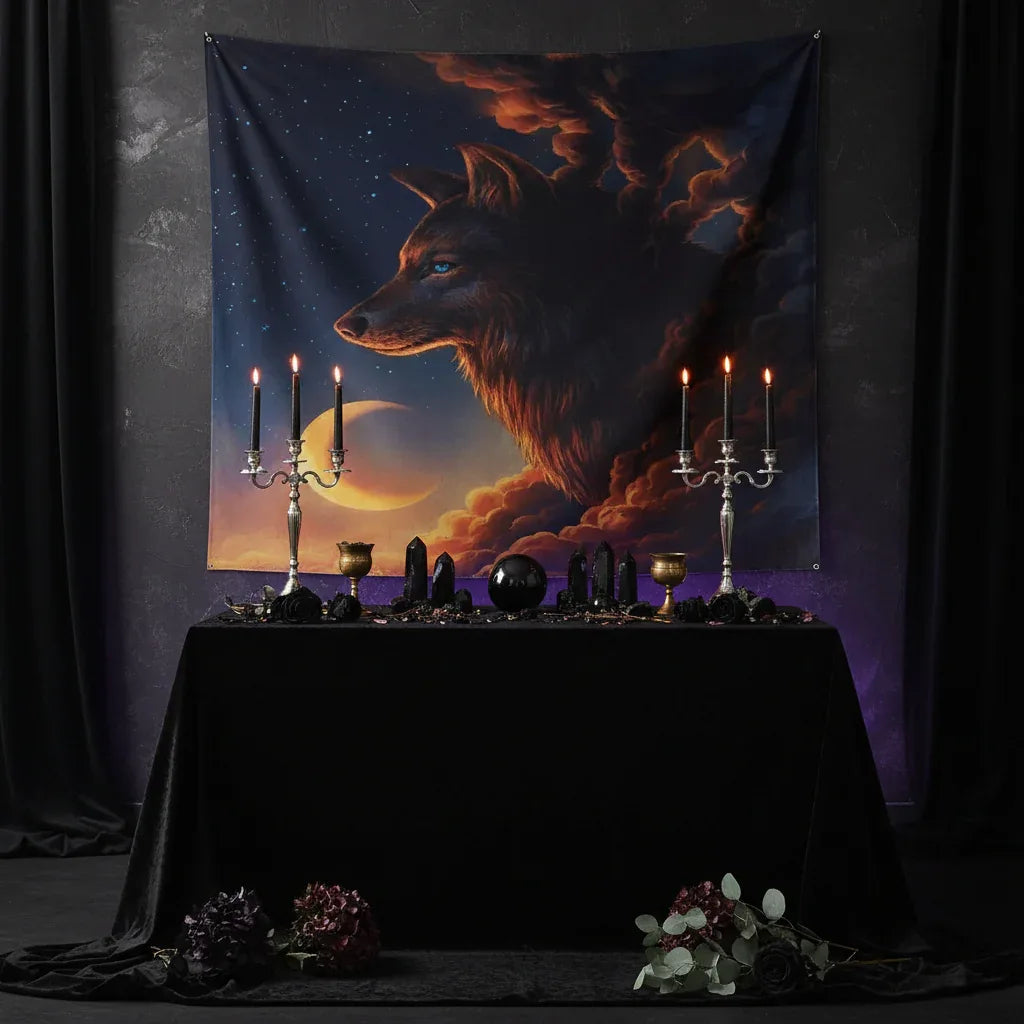 Enchanting Wolf Tapestry - Sorceress Sanctuary 150x100cm-150x130cm