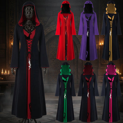 Black abaya dresses with colorful accents in various colors on a white background