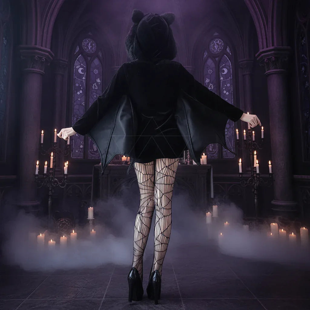 Evil Bat Romper - Sorceress Sanctuary Hooded outfit / M-Hooded outfit / L-Hooded outfit / XL-Hooded outfit / XXL