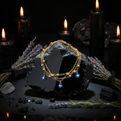 Bohemian Ankle Bracelet with Turkish Evil Eye Pendant Sorceress Sanctuary