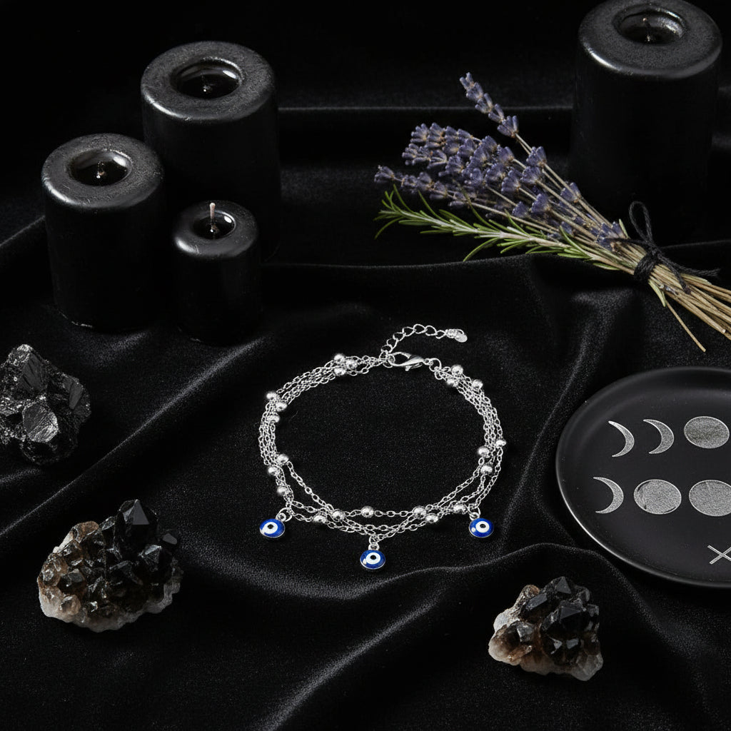Bohemian Ankle Bracelet with Turkish Evil Eye Pendant Sorceress Sanctuary