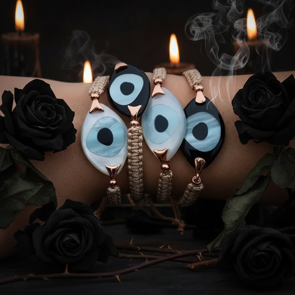 Bohemian Ethnic Evil Eye Bracelet - Sorceress Sanctuary Grey-Yellow-Black-Dark Grey-Black Pink
