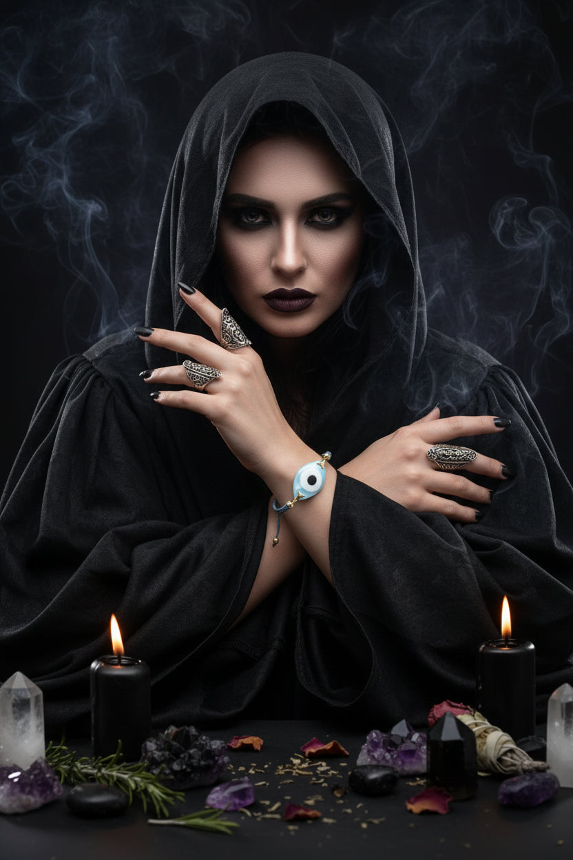 Bohemian Ethnic Evil Eye Bracelet - Sorceress Sanctuary Grey-Yellow-Black-Dark Grey-Black Pink