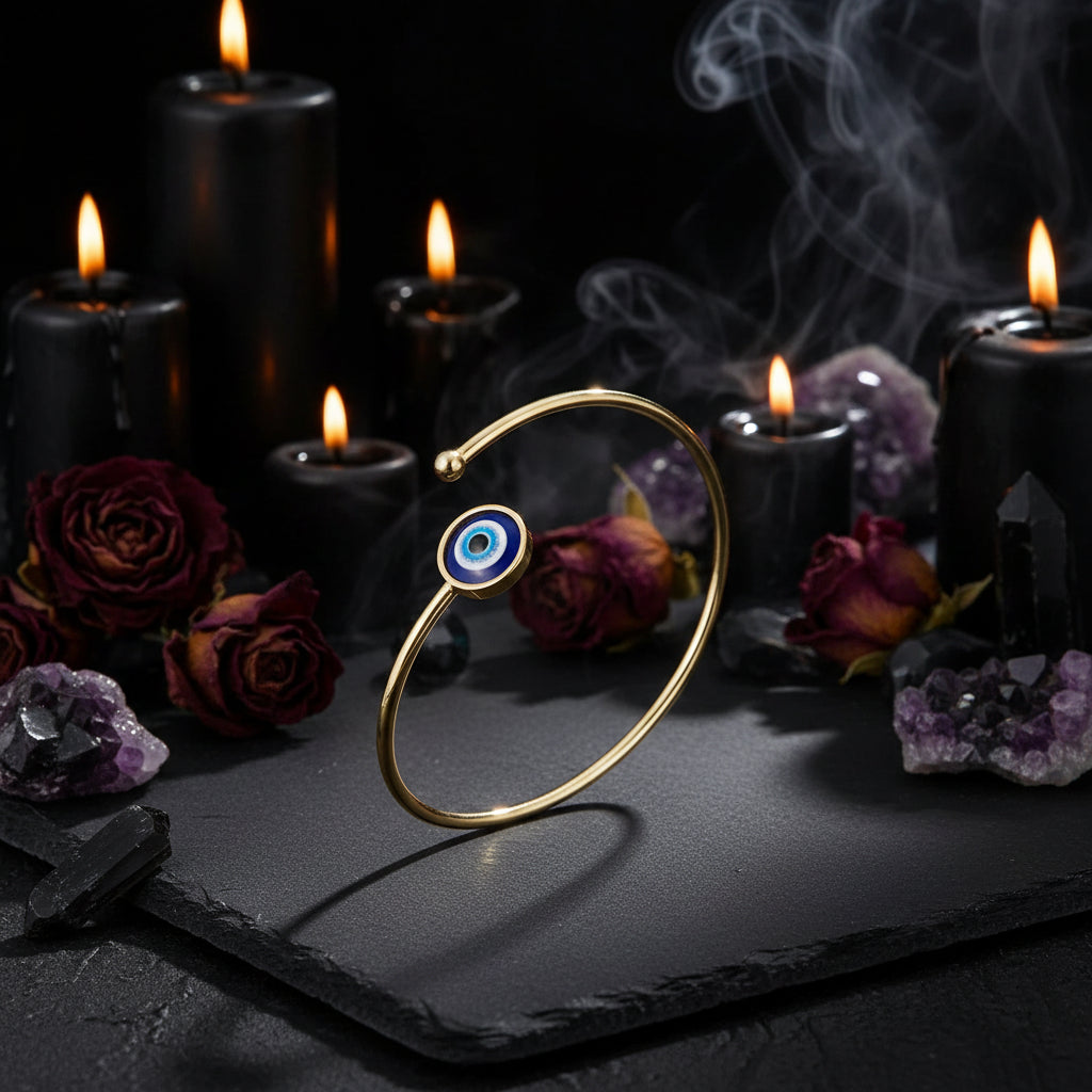 Evil Eye Bracelet - Sorceress Sanctuary White Eyes Gold Bracelet-White Eyes Silver Bracelet-Blue Pink Eyes Gold Bracelet-Blue Pink Eyes Silver Bracelet