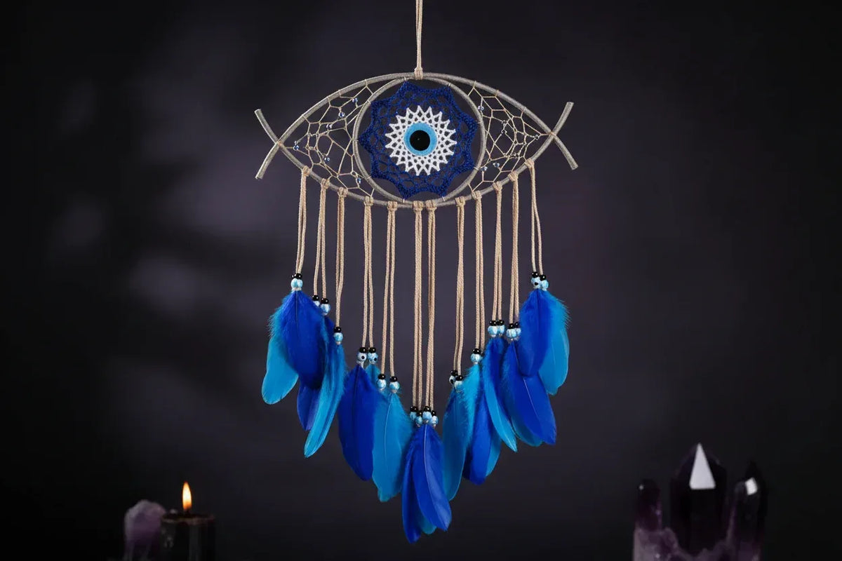 Evil Eye Dream Catcher - Sorceress Sanctuary Beige-Black-White