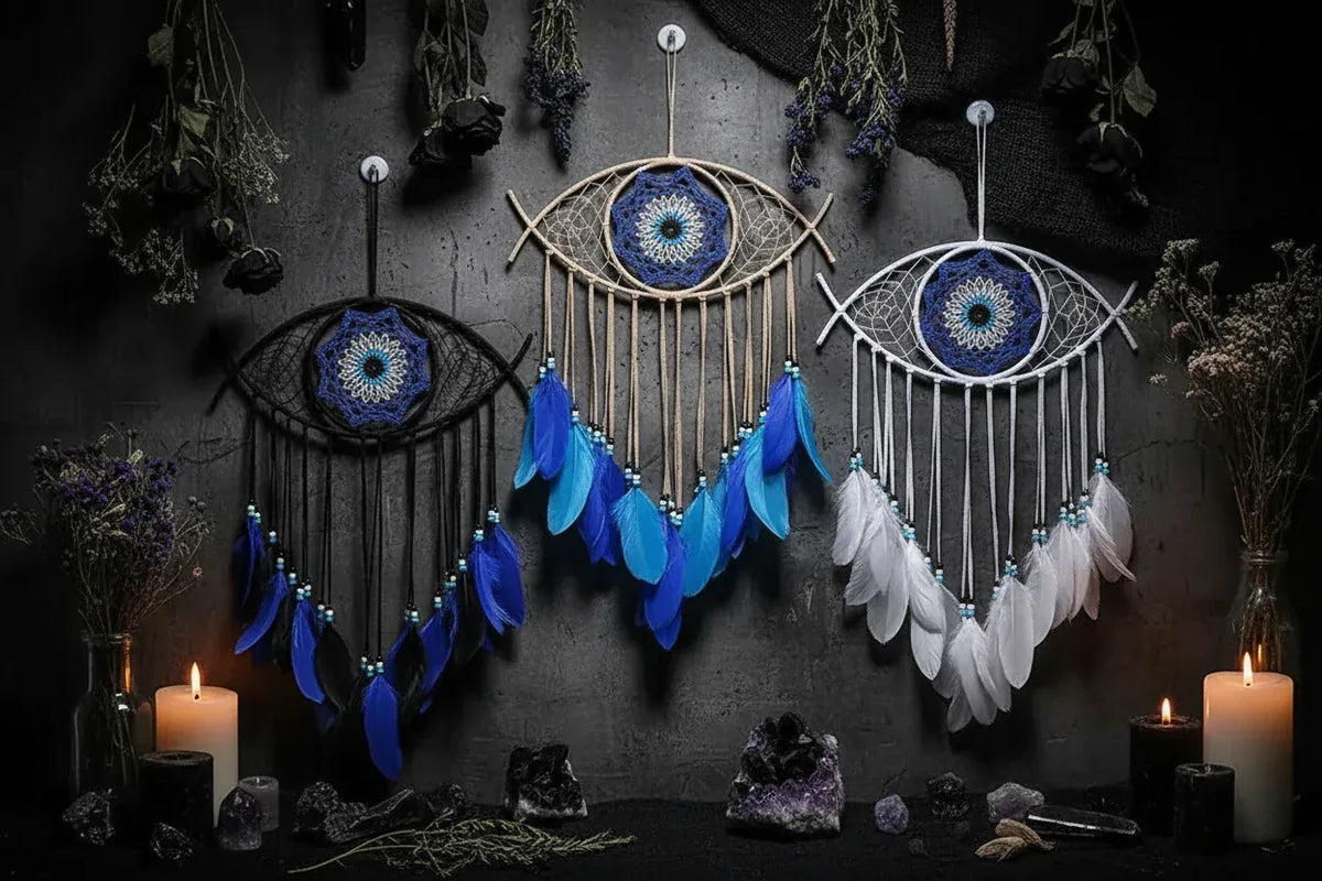 Evil Eye Dream Catcher - Sorceress Sanctuary Beige-Black-White