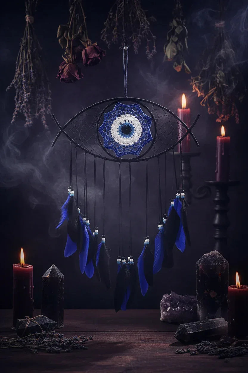 Evil Eye Dream Catcher - Sorceress Sanctuary Beige-Black-White