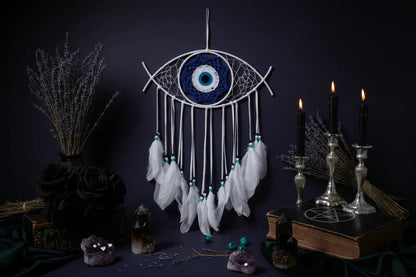 Evil Eye Dream Catcher - Sorceress Sanctuary Beige-Black-White