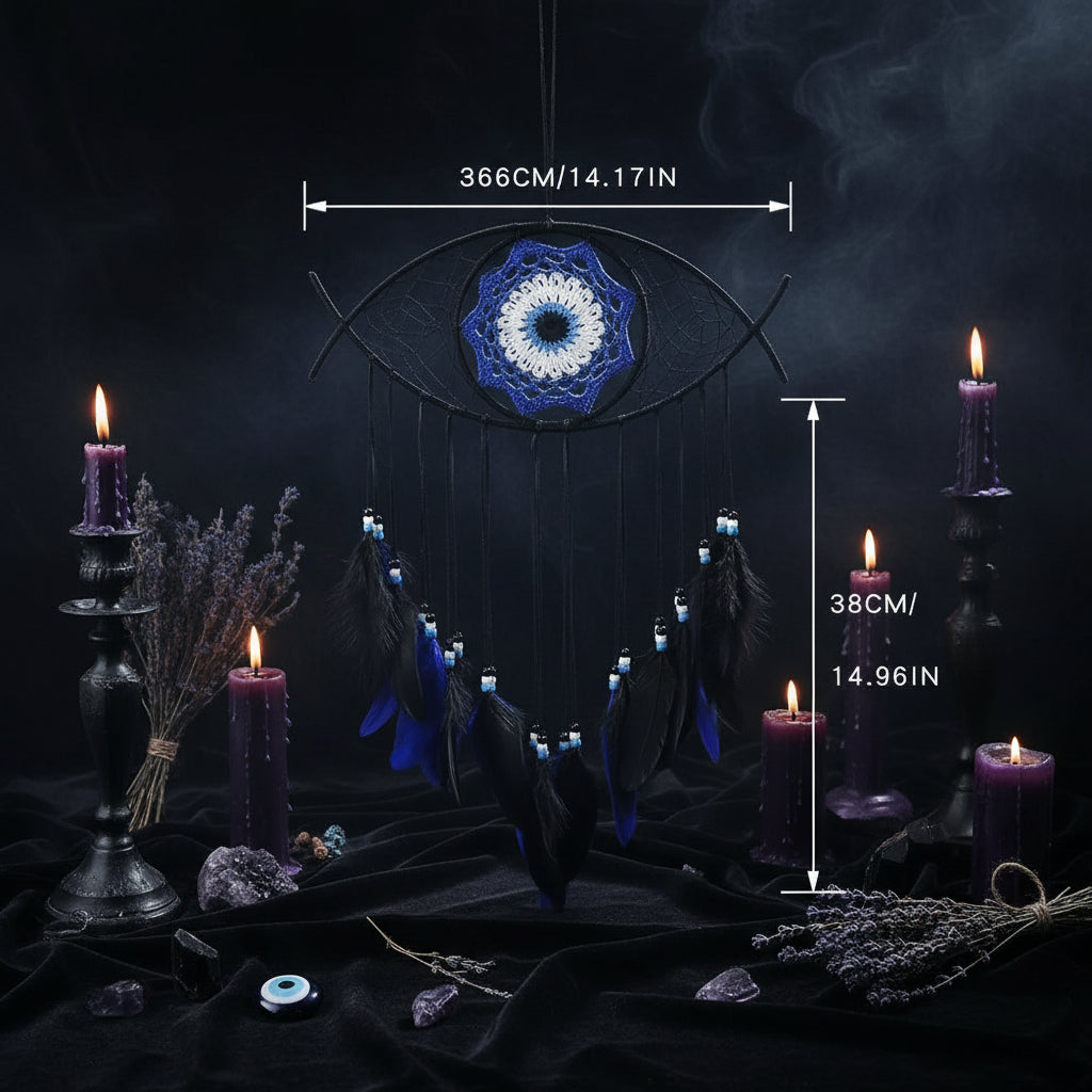 Evil Eye Dream Catcher - Sorceress Sanctuary Blue-Black & Blue-White