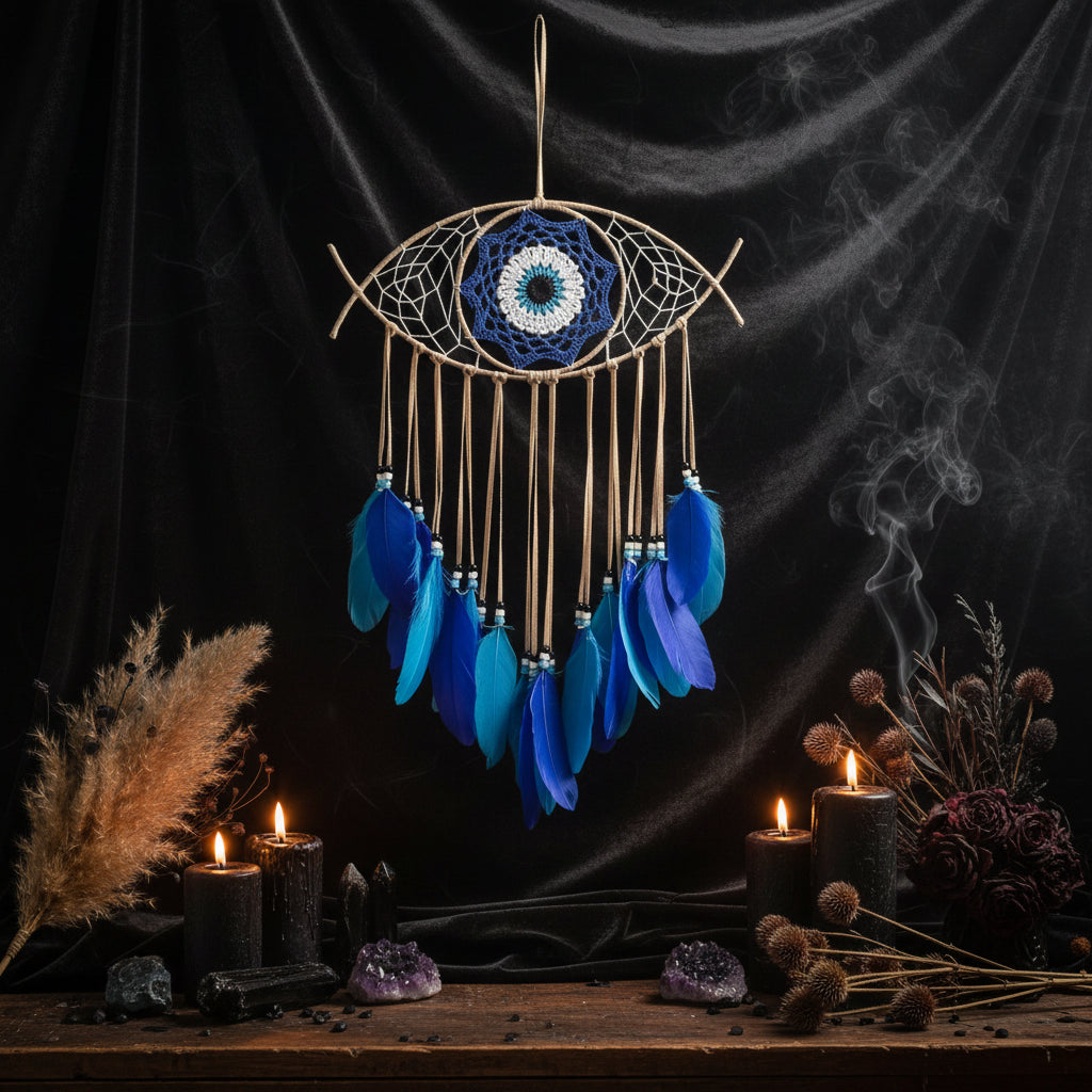 Evil Eye Dream Catcher - Sorceress Sanctuary Blue-Black & Blue-White