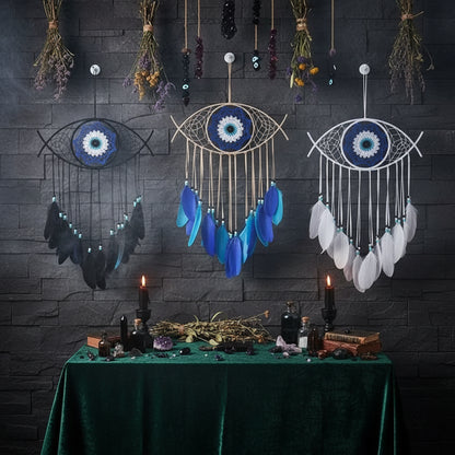 Evil Eye Dream Catcher - Sorceress Sanctuary Blue-Black & Blue-White