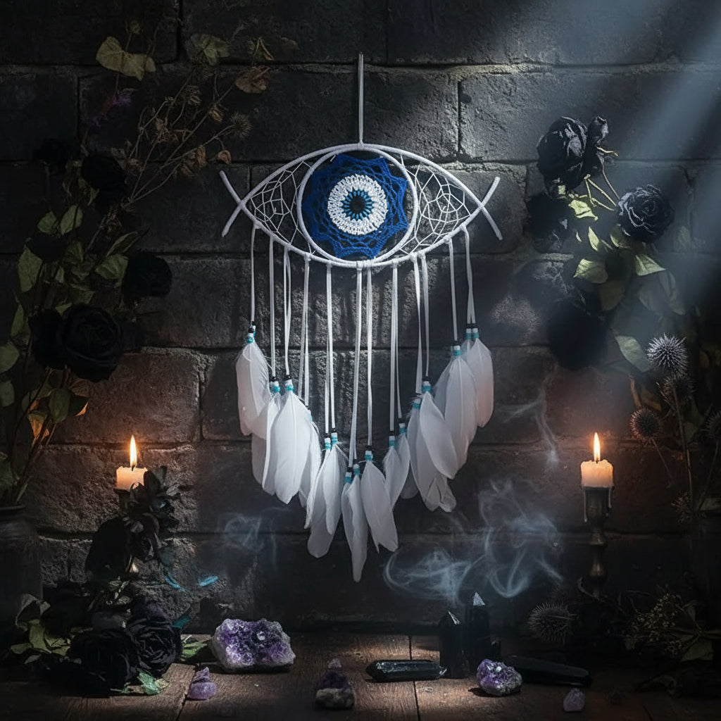 Evil Eye Dream Catcher - Sorceress Sanctuary Blue-Black & Blue-White