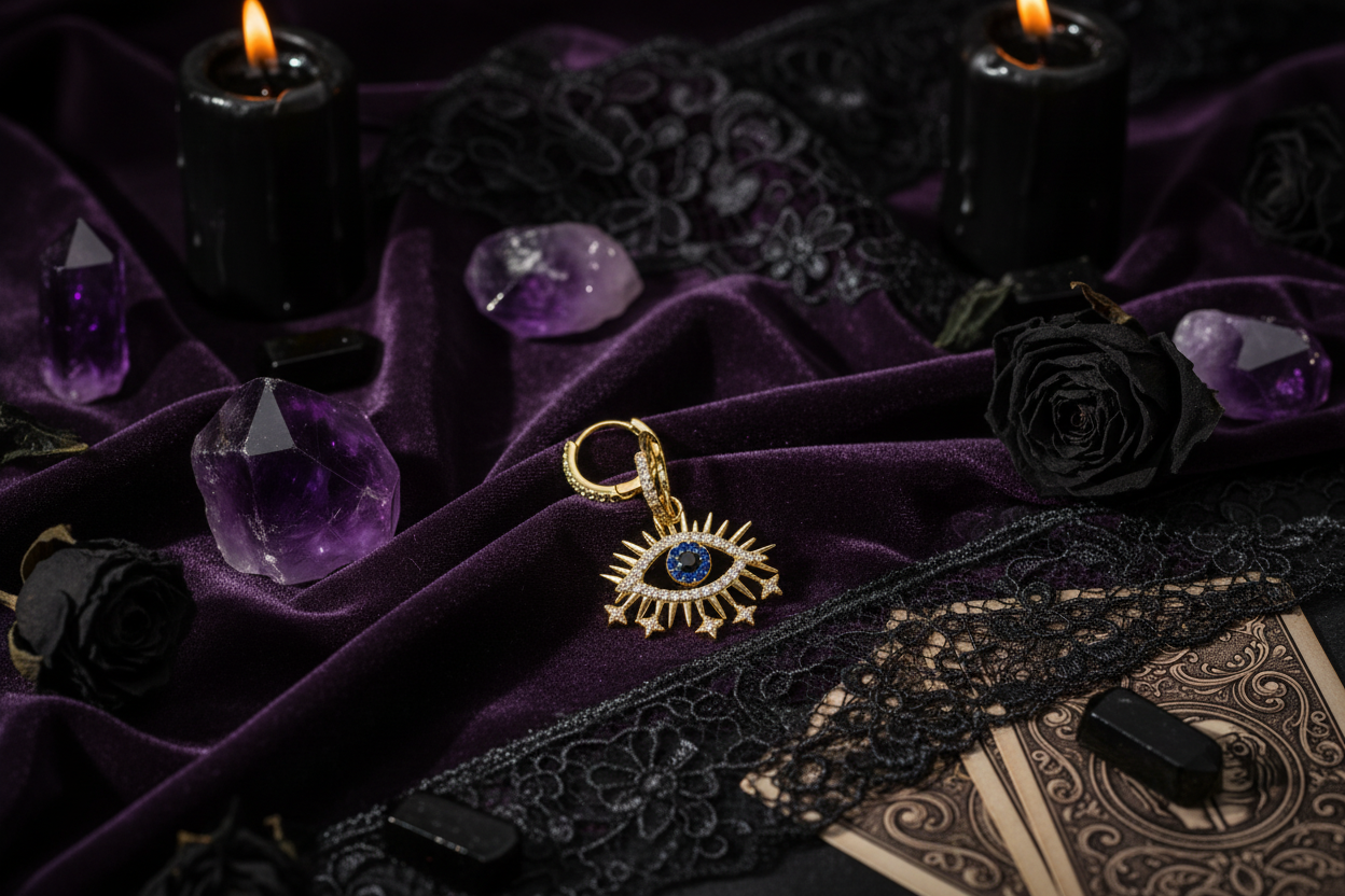 Evil Eye Earrings - Sorceress Sanctuary Platinum-Gold