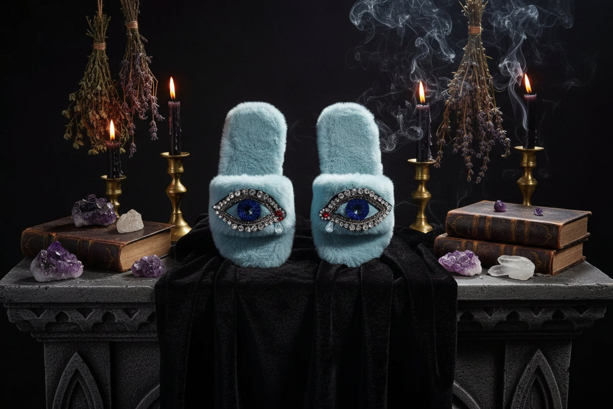 Evil Eye Slippers - Sorceress Sanctuary Black / 37-Blue / 36-Blue / 38-Blue / 37-Beige / 39