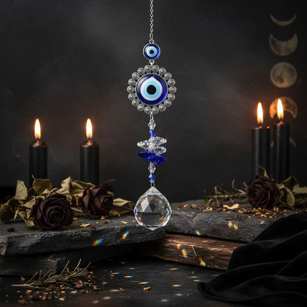 Evil Eye Crystal Sun Catcher - Sorceress Sanctuary Round-Evil Eye-Butterfly