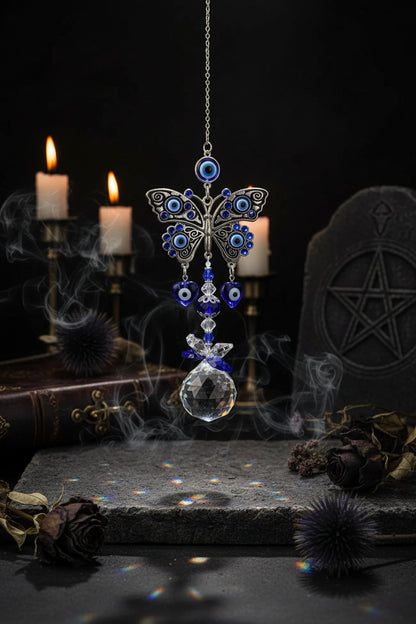 Evil Eye Crystal Sun Catcher - Sorceress Sanctuary Round-Evil Eye-Butterfly