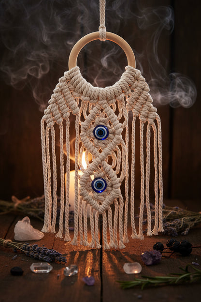 Evil Eye Wall Tassel - Sorceress Sanctuary This White finished product / 14*70CM-Section B / 14*70CM
