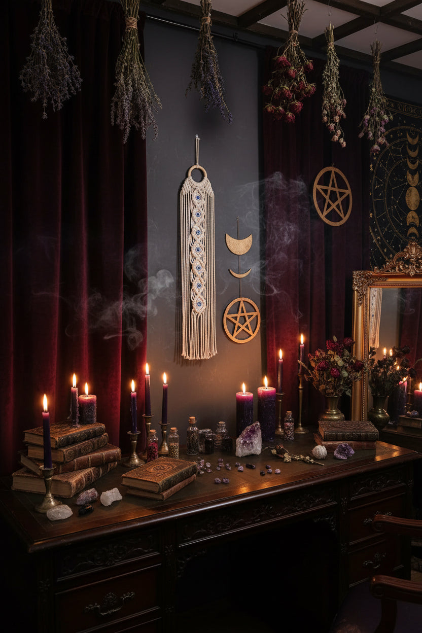 Evil Eye Wall Tassel - Sorceress Sanctuary This White finished product / 14*70CM-Section B / 14*70CM