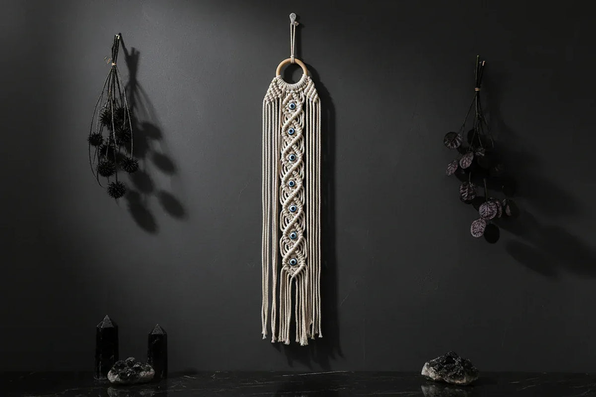 Evil Eye Wall Tassel - Sorceress Sanctuary This White finished product / 14*70CM-Section B / 14*70CM