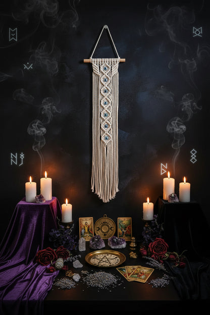 Evil Eye Wall Tassel - Sorceress Sanctuary This White finished product / 14*70CM-Section B / 14*70CM