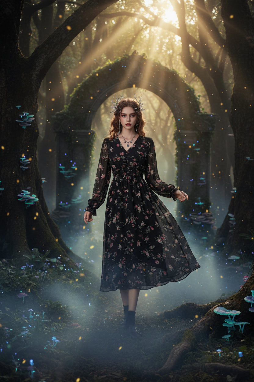 Super Fairy Sweet Floral Chiffon Dress Sorceress Sanctuary