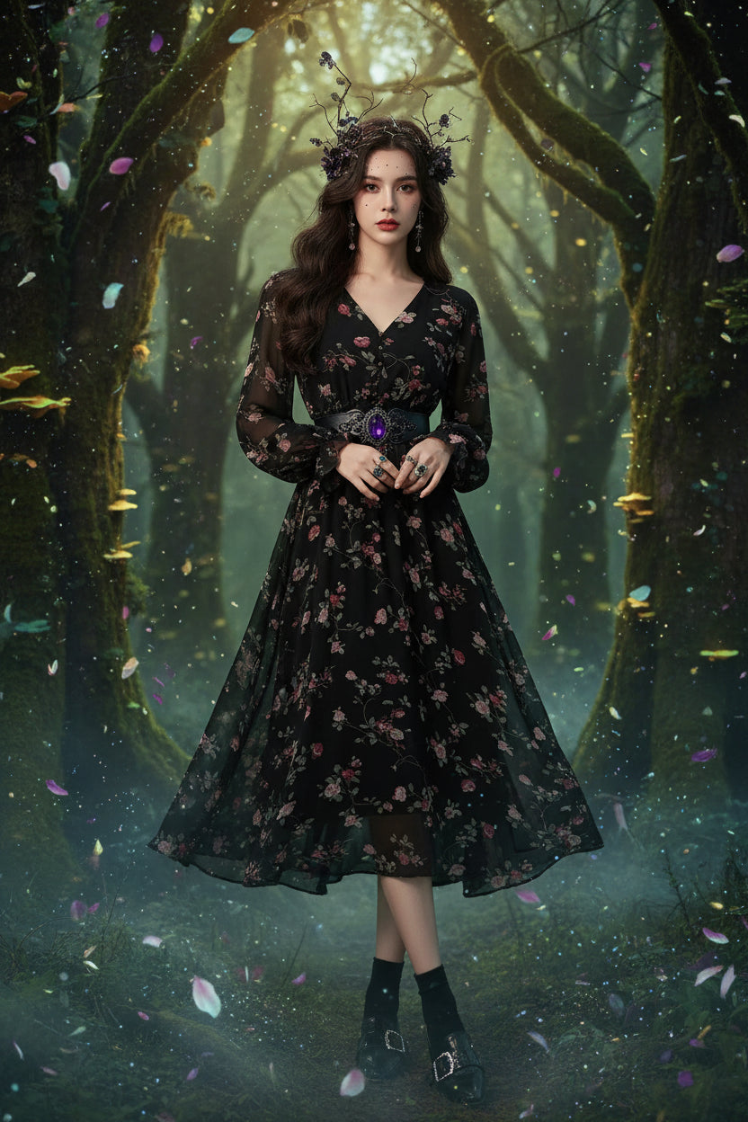 Super Fairy Sweet Floral Chiffon Dress Sorceress Sanctuary