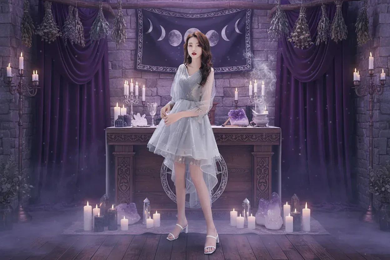 Fairy Dream Dress - Sorceress Sanctuary Gray Long Sleeve / S-Gray Long Sleeve / M-Gray Long Sleeve / L-Gray Long Sleeve / XL-Gray Long Sleeve / XXL