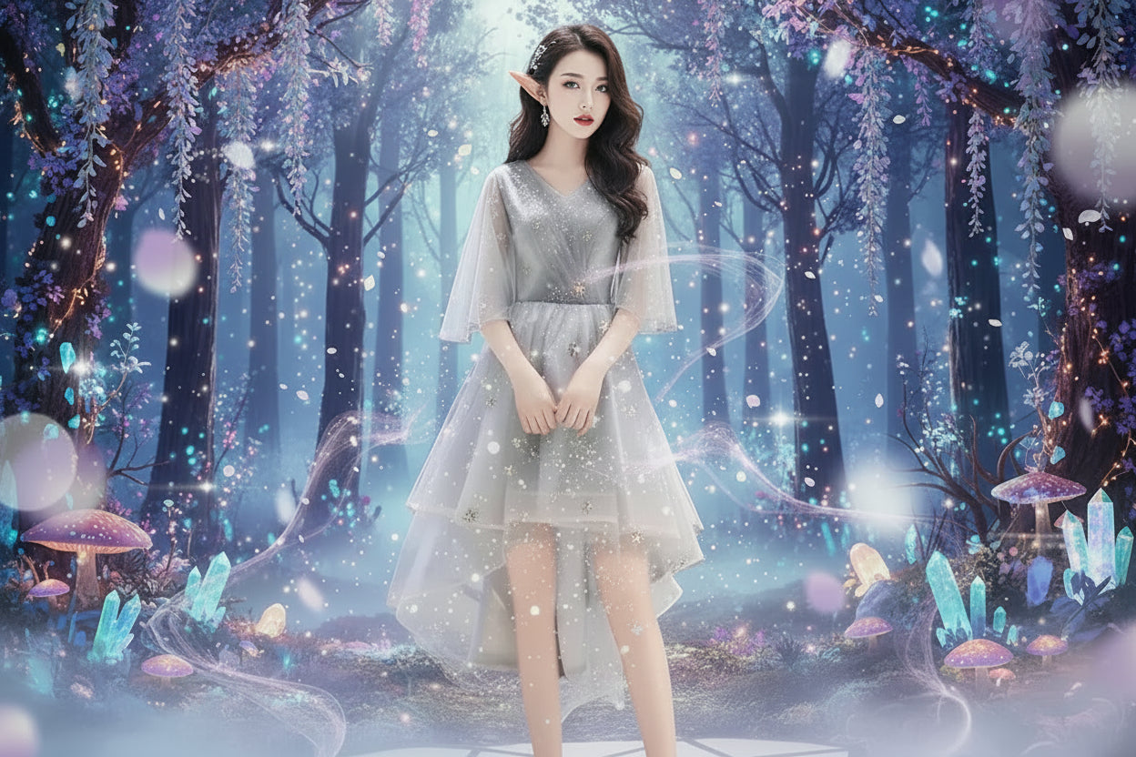 Fairy Dream Dress - Sorceress Sanctuary Gray Long Sleeve / S-Gray Long Sleeve / M-Gray Long Sleeve / L-Gray Long Sleeve / XL-Gray Long Sleeve / XXL