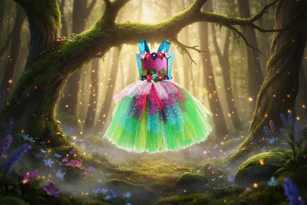 Fairy Tutu Dress - Sorceress Sanctuary Dress / S（2-3T）-Dress / M（4-5Y)-Dress / L(6-7Y)-Dress / XL(8-9Y)-Dress / XXL（10-12Y）