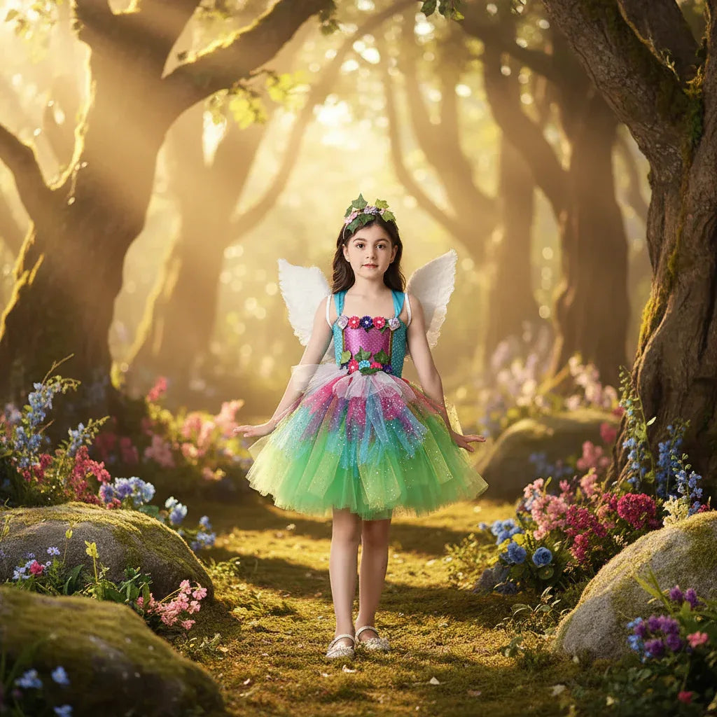 Fairy Tutu Dress - Sorceress Sanctuary Dress / S（2-3T）-Dress / M（4-5Y)-Dress / L(6-7Y)-Dress / XL(8-9Y)-Dress / XXL（10-12Y）