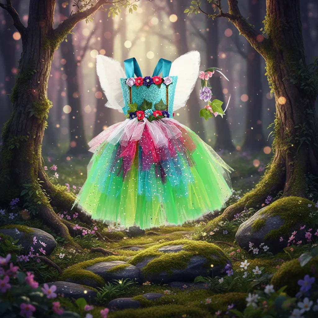 Fairy Tutu Dress - Sorceress Sanctuary Dress / S（2-3T）-Dress / M（4-5Y)-Dress / L(6-7Y)-Dress / XL(8-9Y)-Dress / XXL（10-12Y）