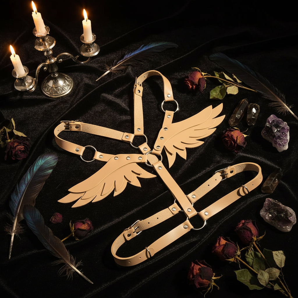 Women's Leather Angel Wings Harness Set Sorceress Sanctuary