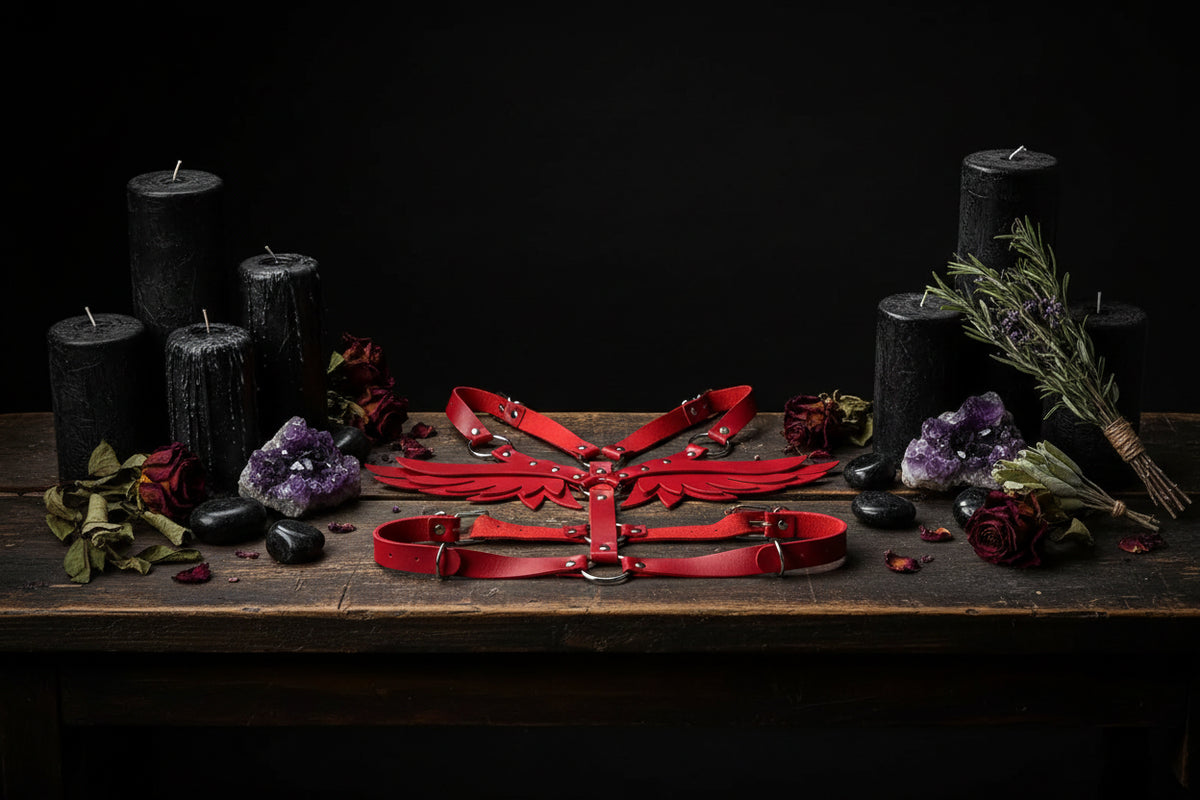 Women's Leather Angel Wings Harness Set Sorceress Sanctuary