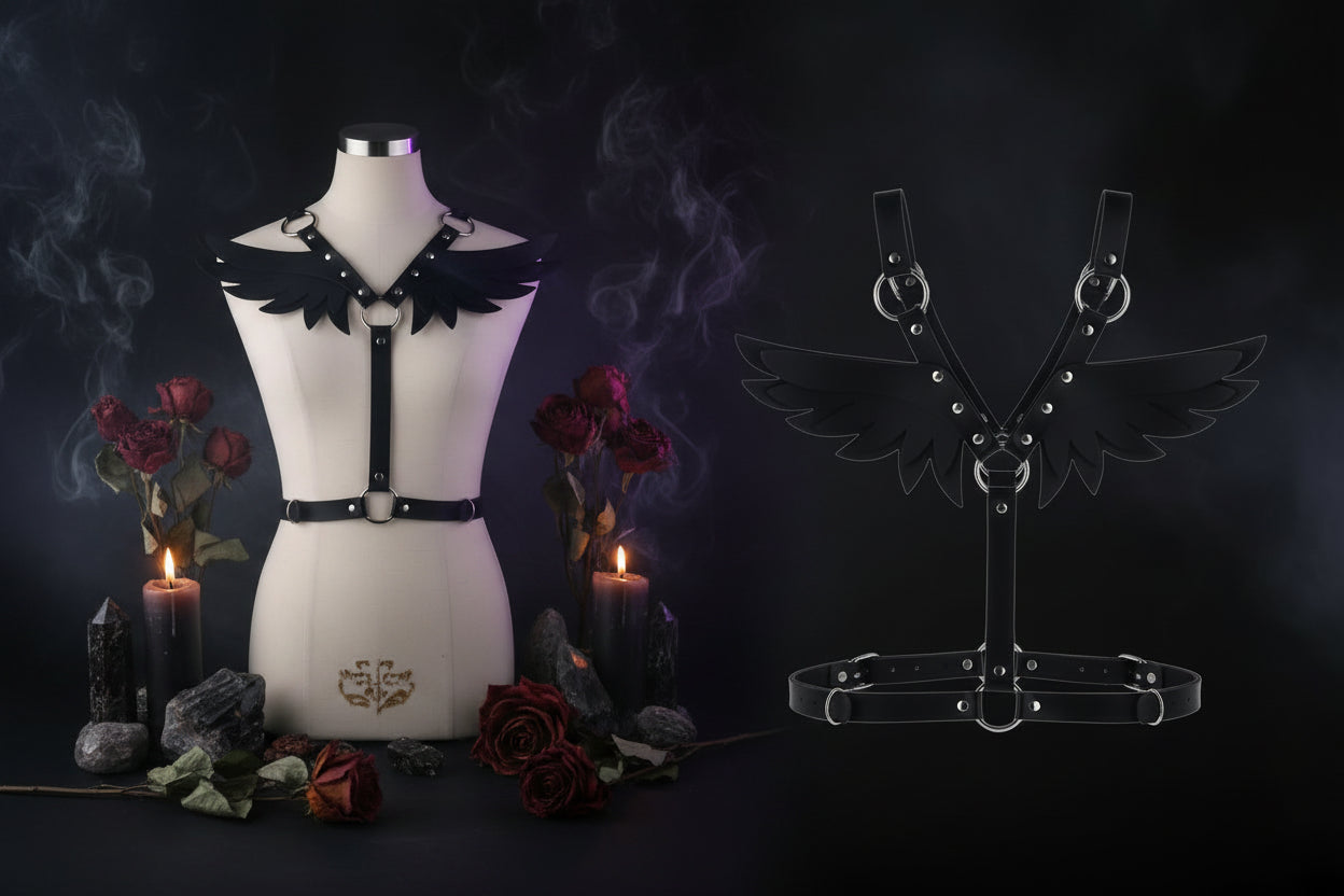 Women's Leather Angel Wings Harness Set Sorceress Sanctuary