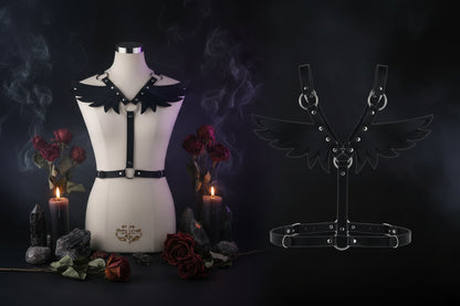 Women's Leather Angel Wings Harness Set Sorceress Sanctuary