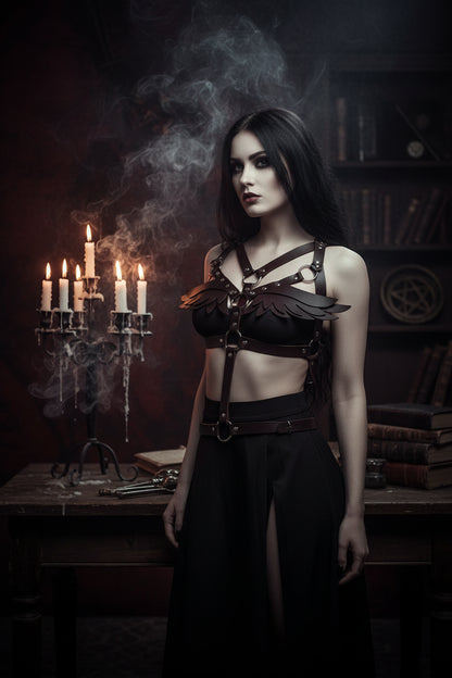 Women's Leather Angel Wings Harness Set Sorceress Sanctuary