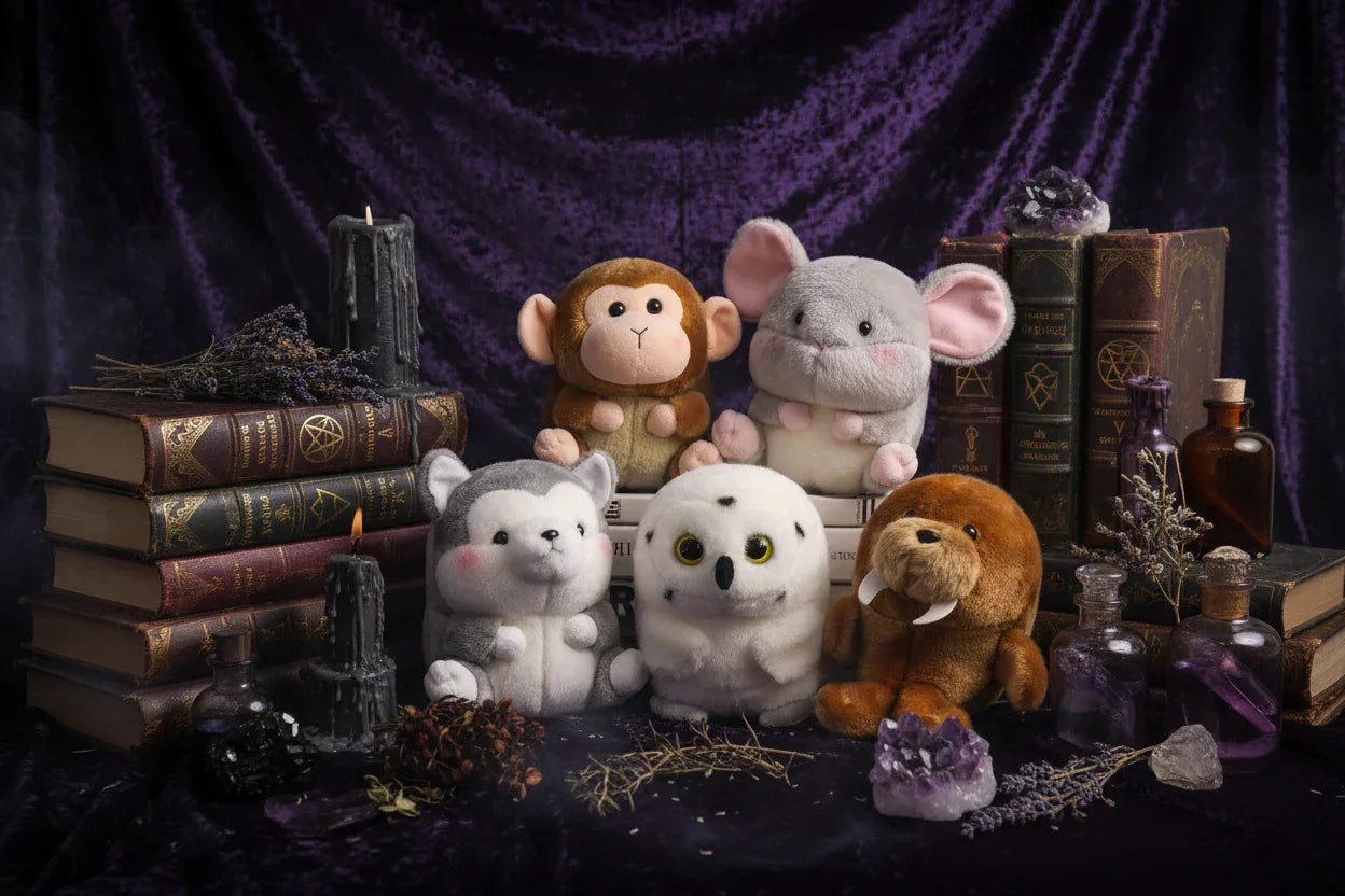 Familiar Plushies - Sorceress Sanctuary Cat / 18cm-Black penguin / 18cm-Dolphin / 18cm-Grey hamster / 18cm-Husky / 18cm