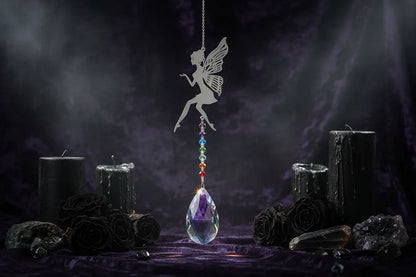 Fantasy Sun Catcher - Sorceress Sanctuary Dream catcher + 45mm sunflower-Metal tree + 76mm new pipa-Peony + 63mm Maple Leaf-Hummingbird + 63mm new pipa-Genie + 63mm angel tears