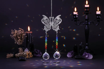 Fantasy Sun Catcher - Sorceress Sanctuary Dream catcher + 45mm sunflower-Metal tree + 76mm new pipa-Peony + 63mm Maple Leaf-Hummingbird + 63mm new pipa-Genie + 63mm angel tears