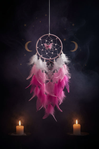 Feather Dream Catcher - Sorceress Sanctuary White-Purple-Pink-Green-Blue