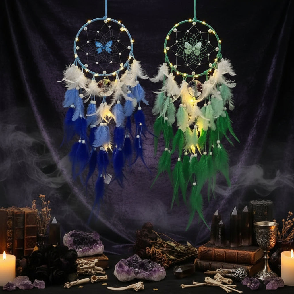 Feather Dream Catcher - Sorceress Sanctuary White-Purple-Pink-Green-Blue