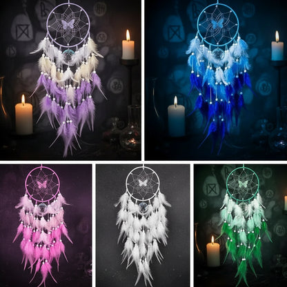 Feather Dream Catcher - Sorceress Sanctuary White-Purple-Pink-Green-Blue